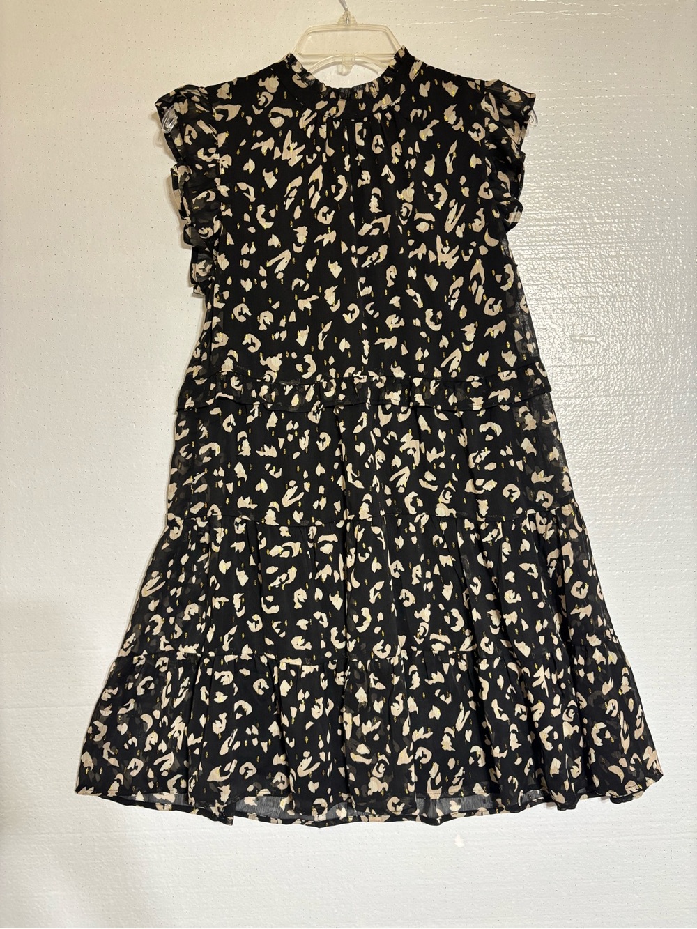 THML Alani Tiered Black & Gold Dress S - Picture 1 of 9